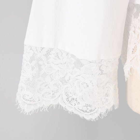 NWT L'AGENCE Levo Lace Trim Cropped Boxy Shirt in White Size S - Picture 8 of 12